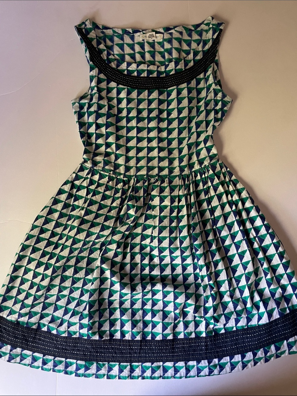 Mata Traders Block Print Cotton Dress w/ Pockets Beachy Summer